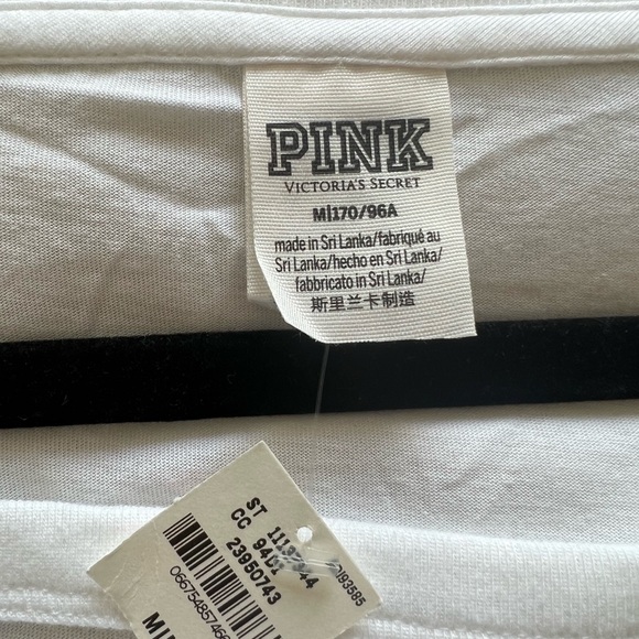 PINK Victoria’s Secret White Varsity Stripe Lace Up Long Sleeve Top Size Medium - Picture 7 of 8